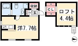 ロフト壱番館 2階ワンルームの間取り