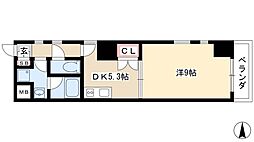 レジディア東桜 5階1DKの間取り