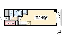 アクセス高辻 2階ワンルームの間取り