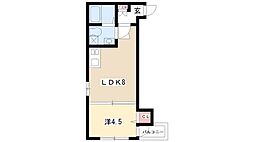 ソリッド春岡 3階1LDKの間取り