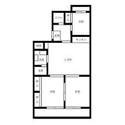 ミリアン宮前 2階3LDKの間取り
