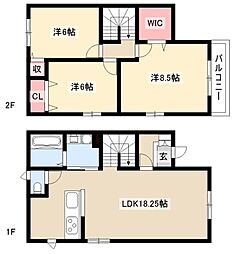 ベルリード川上町C棟 1階3LDKの間取り