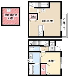 MAISONETTE LAND 梅森坂西 1階1LDKの間取り