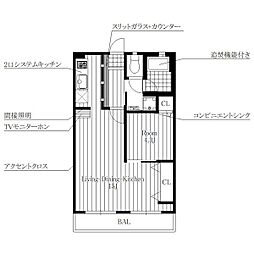 セントラル川名 5階1LDKの間取り