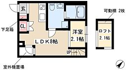 REX新栄 2階1LDKの間取り