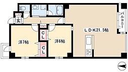 コモド覚王山 3階2LDKの間取り