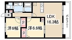 明宝マンション 2階2LDKの間取り