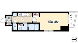 エルスタンザ徳川 9階1Kの間取り