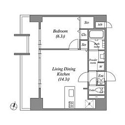 ファーストレジデンス栄 15階1LDKの間取り