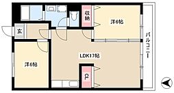 ロイヤルマンション丁田 2LDKの間取図画像