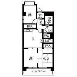 シャンポール幹1 3DKの間取図画像