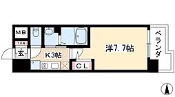 リバーコート砂田橋 1Kの間取図画像