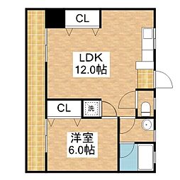 小林ビル 1LDKの間取図画像