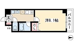 ヒルズ新栄3号館 1Kの間取図画像