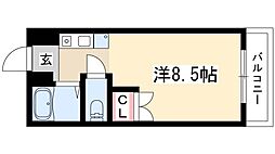 シェリーアルモン 1Kの間取図画像
