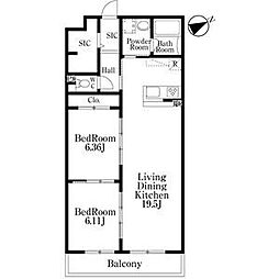 名古屋市千種区千種2丁目マンション 2LDKの間取図画像