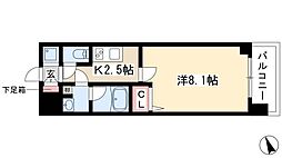 ルクレ新栄レジデンス 1Kの間取図画像