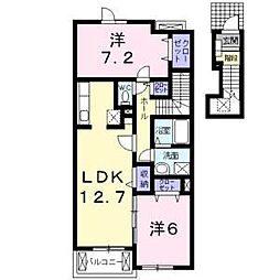 カーサソラーレ 2LDKの間取図画像