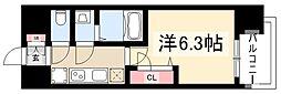 メイクス矢場町2 1Kの間取図画像
