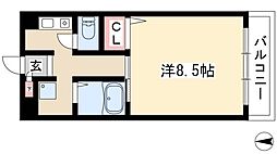 八晃ビル 1Kの間取図画像