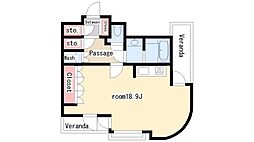 千種タワーヒルズ ワンルームの間取図画像