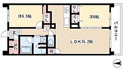 アデグランツ藤が丘 2LDKの間取図画像