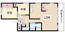 パピヨン香流 2LDKの間取図画像