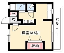 パールマンション月ヶ丘 ワンルームの間取図画像