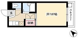 サンローヤル 1Kの間取図画像