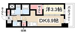 エステムコート名古屋新栄Vラポール 1DKの間取図画像