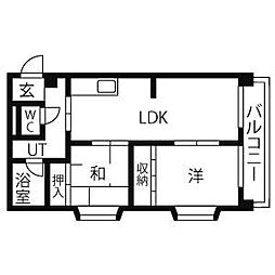 グリーン西山 2LDKの間取図画像