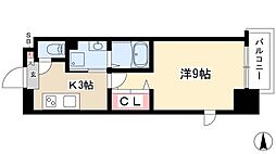 リシュドール鶴舞公園 1Kの間取図画像