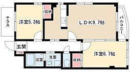 ローズガーデン楠元 2LDKの間取図画像