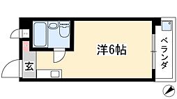 アメニティ植田ビル ワンルームの間取図画像