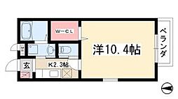 クレール皐 1Kの間取図画像