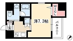 アビタシオン今池パルク 1Kの間取図画像