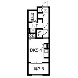 クレストタップ大曽根 1DKの間取図画像