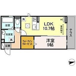 メゾン長栄 1LDKの間取図画像