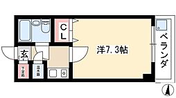 ラディアント3 1Kの間取図画像