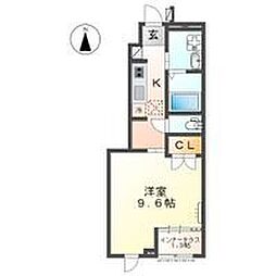 ブランシェ・憩II 1Kの間取図画像