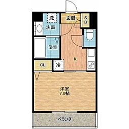 スカイコート御器所 1Kの間取図画像