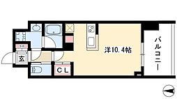 メルカーサ泉 ワンルームの間取図画像