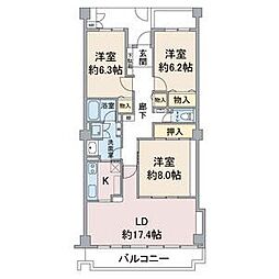 アネシス小幡 3LDKの間取図画像
