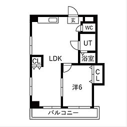インテリジェント千種 1LDKの間取図画像
