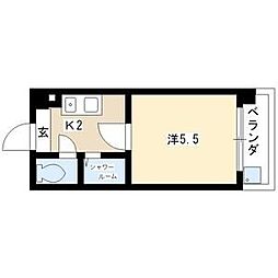 三秀元宮ハイツ 1Kの間取図画像