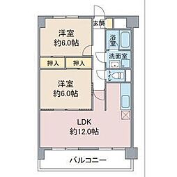 扶桑ハイツ1扶桑ビル 2LDKの間取図画像