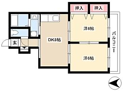 エクセル東丘 2DKの間取図画像