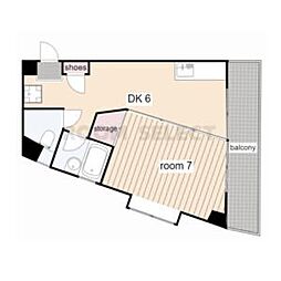 品川ビル 1DKの間取図画像