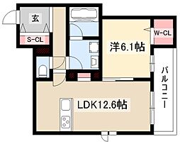 Le Vent 覚王山 1LDKの間取図画像