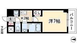 ヴィラマリオン 1Kの間取図画像